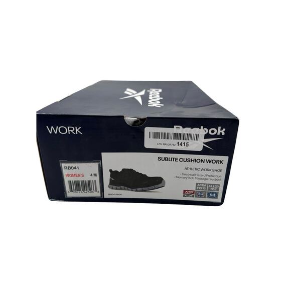 Reebok Sublite $108 Alloy Toe Women Cushion Work Sneaker Shoe RB041 Sz 4 Black - Picture 3 of 13
